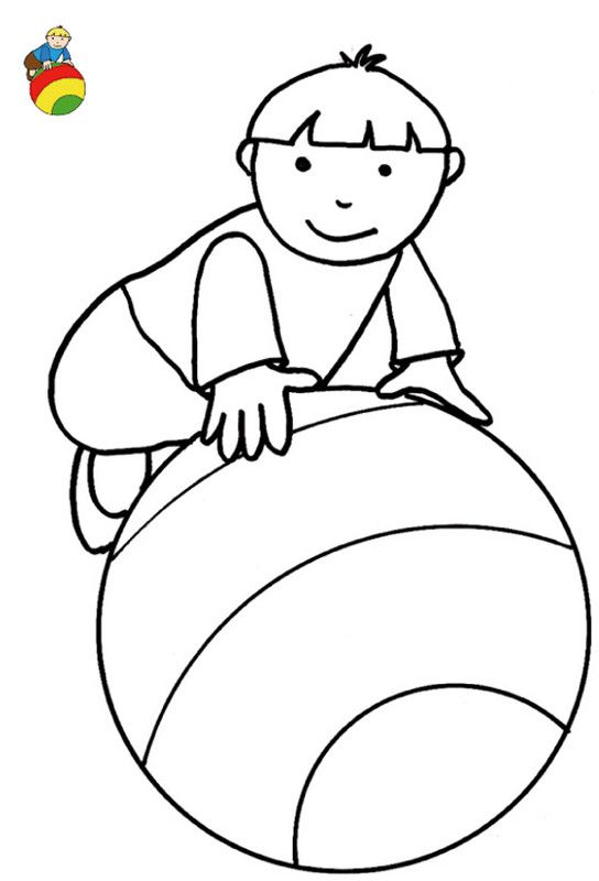 1441 coloriage avec modele garcon sur son ballon